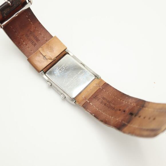 Kenneth Cole Reaction Mens Dual Time Multi Dial Tank Watch 38mm Leather Strap - Picture 13 of 16